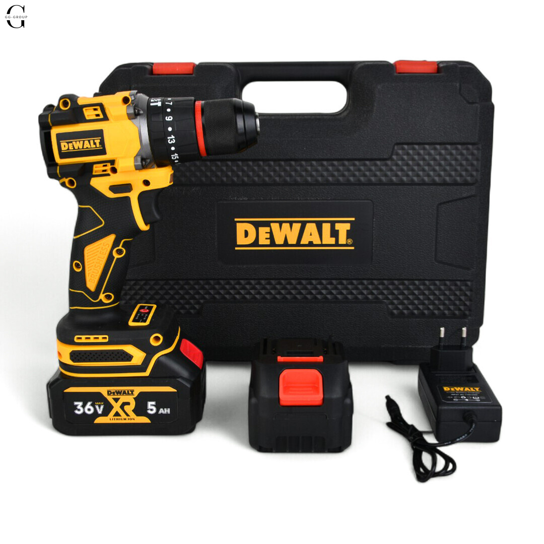 Шуруповерт DeWALT36V Безщітковий + 2 АКБ 5Ah + Металевий патрон 